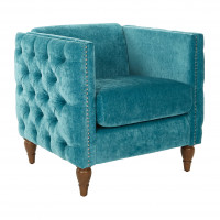OSP Home Furnishings EVE51-V25 Evie Tufted Chair in Aqua Fabric with Coffee Legs K/D